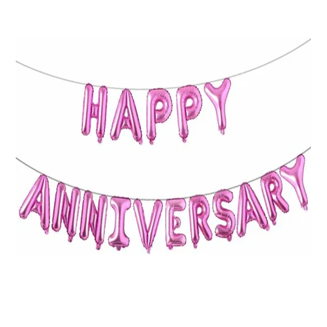 Happy Anniversary Pink Foil Balloons