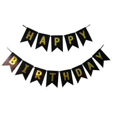 Black With Golden Text HBD Banner