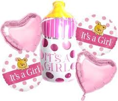 Its A Girl 5pc Feeder Foil Balloons