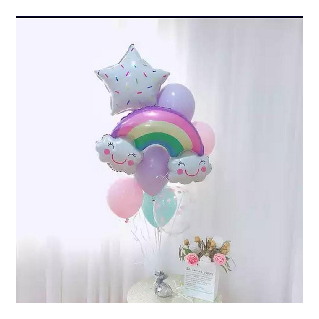 Rainbow Multi - Foil Balloons 8 pcs