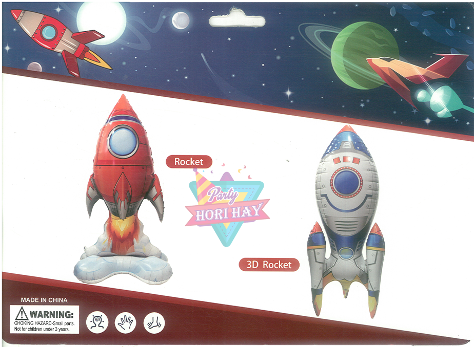 3D Rocket Foil Balloon - Red