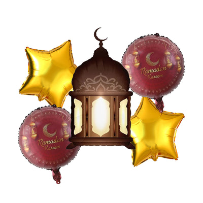 Ramzan Kareem Brown Foil Balloon Set - 5 pcs