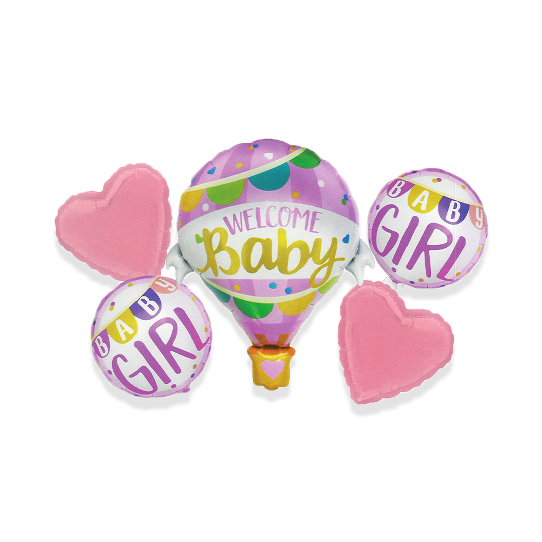 Welcome Baby Girl 5 pc Foil Balloons theme