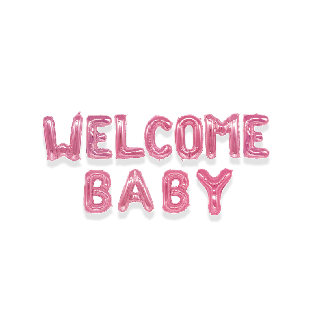 Welcome Baby Pink Foil Balloons