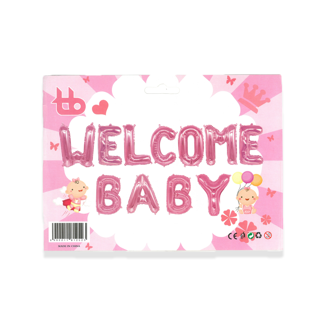 Welcome Baby Pink Foil Balloons