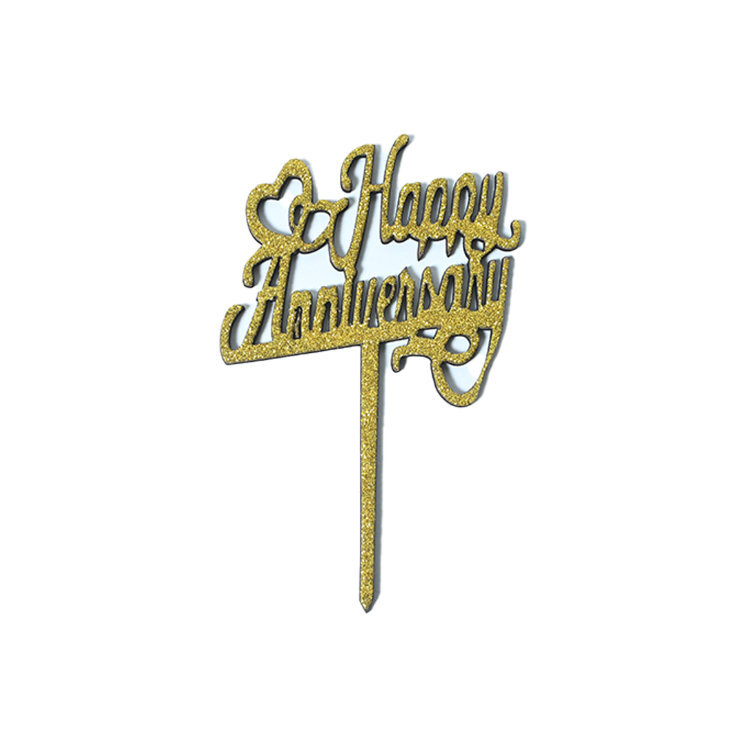 Happy Anniversary Glitter Cake Topper