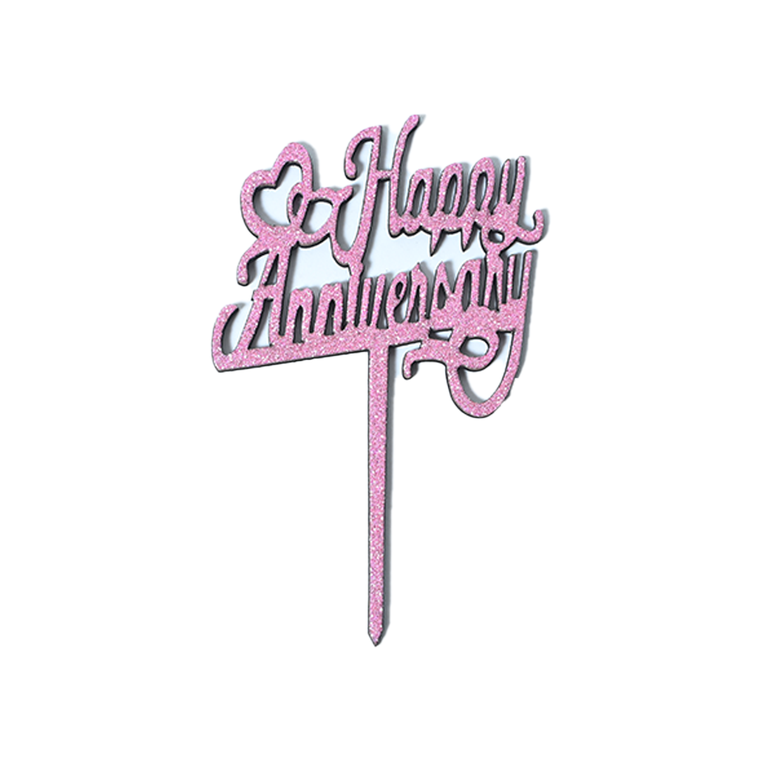 Happy Anniversary Glitter Cake Topper