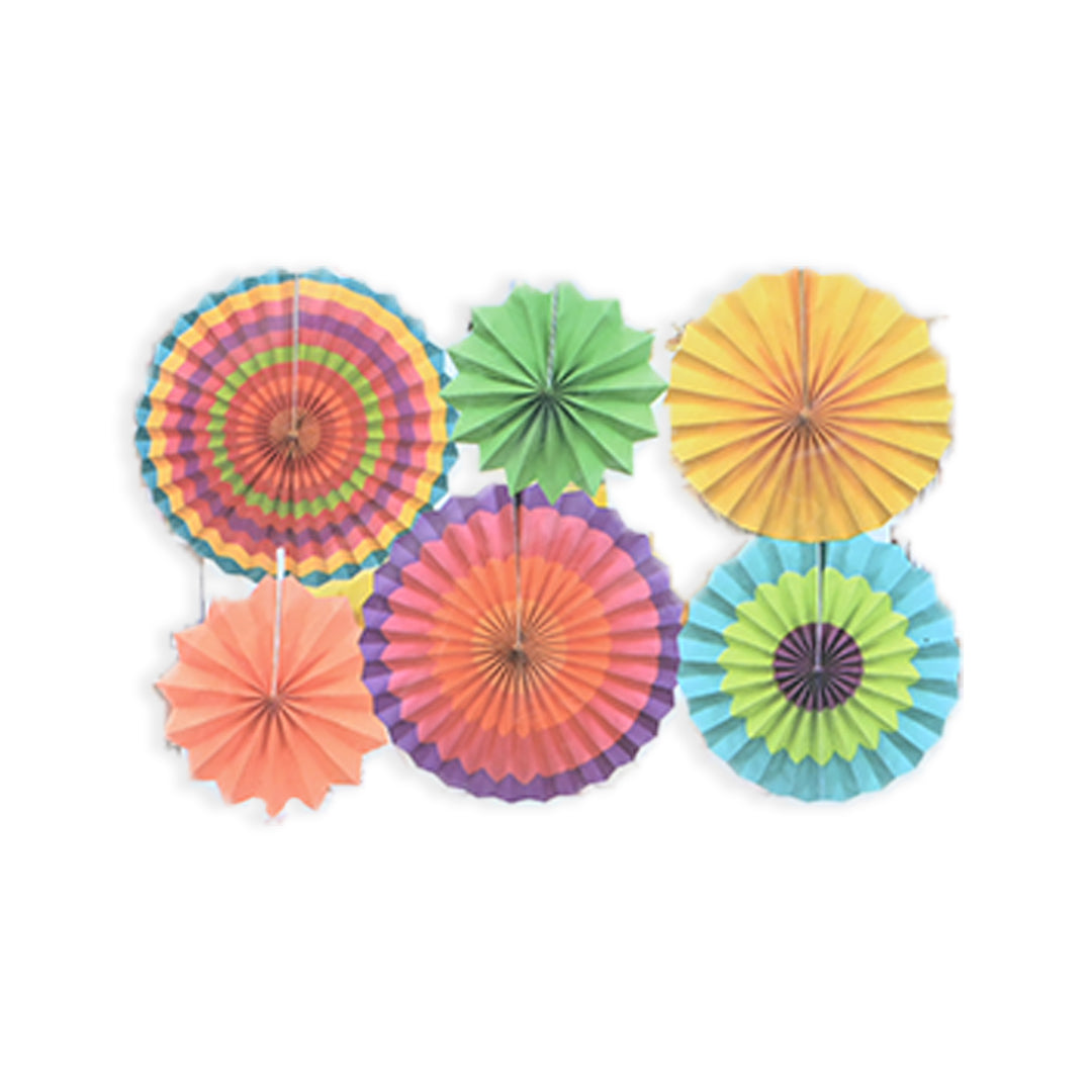 Rainbow Paper fan set of 6 pcs