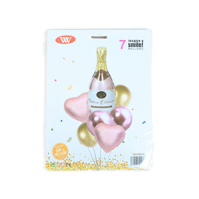 7 pcs Rose Gold Champaign Bottle Balloons