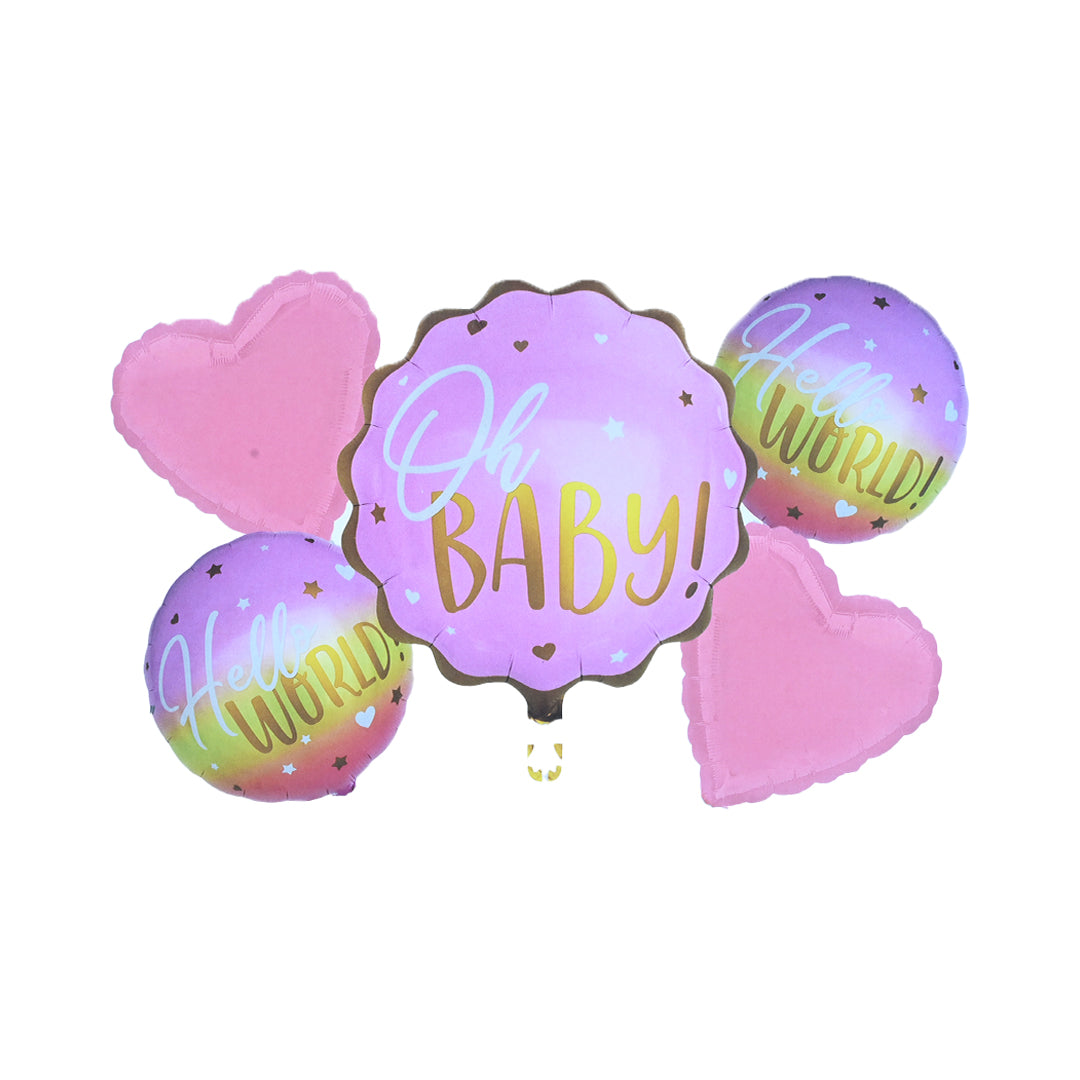 Hello World Baby Foil Balloon Set