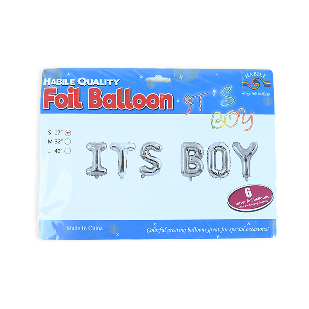 Silver Its A Boy Foil Balloon