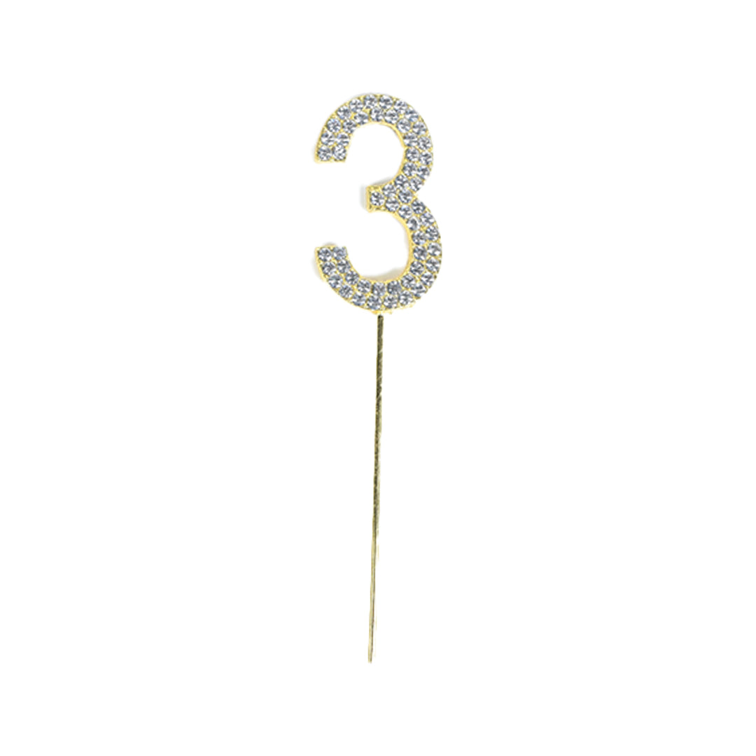 Numbered Metallic Diamonte Cake Topper – Party Hori Hay