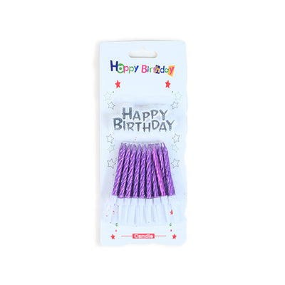 Purple Twist Candles With HBD Topper