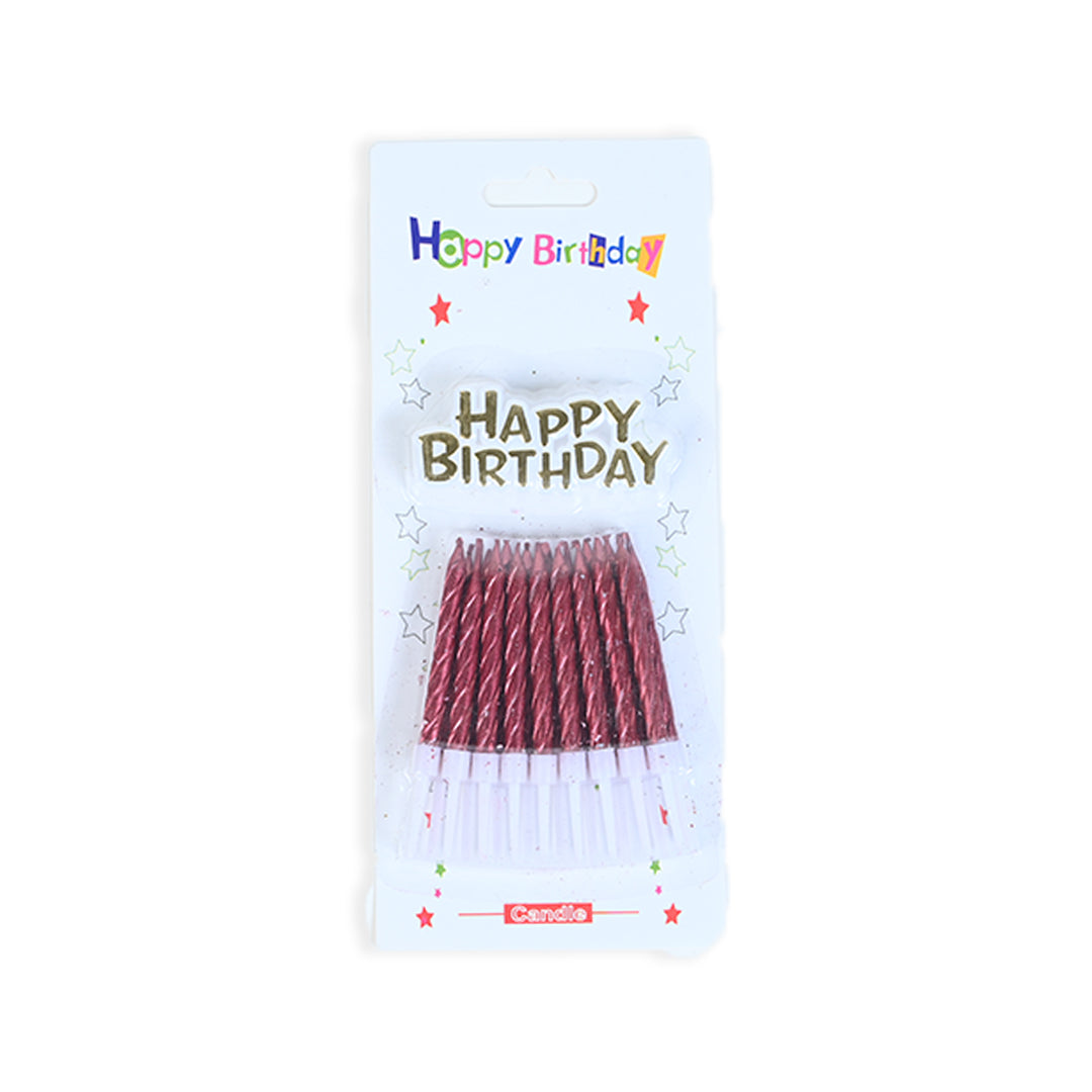 Red Twist Candles With HBD Topper