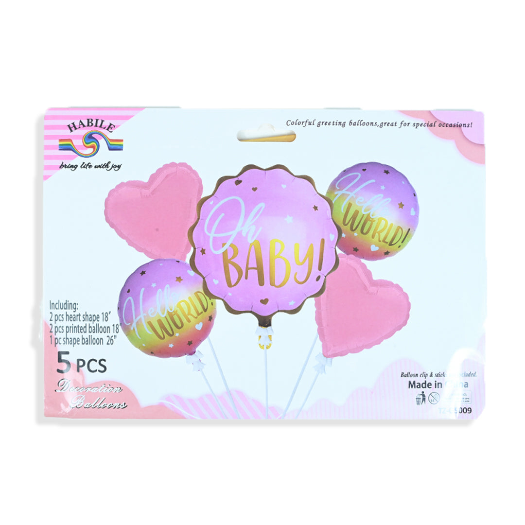 5pcs Hello World Baby Themed Balloons