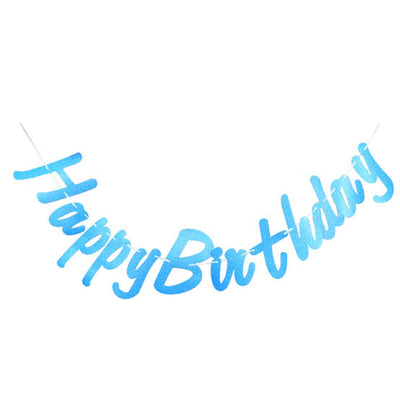 Happy Birthday Blue Glitter Banner