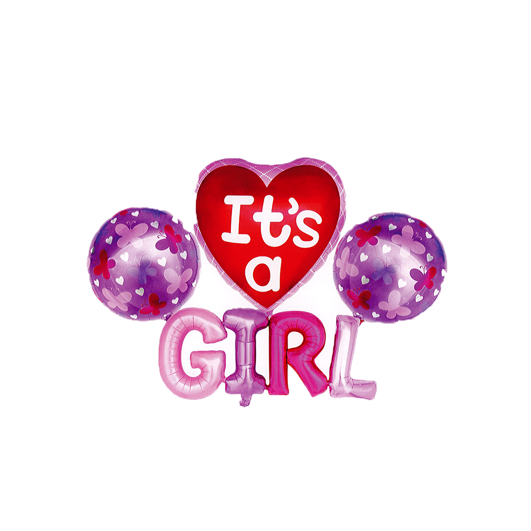 Its A Girl Pink Foil Balloons Set