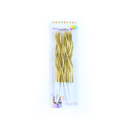 Pack of 12 pcs Golden Curl Candles 6 inch Tall