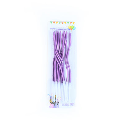 Pack of 12 pcs Purple Curl Candles 6-inch Tall