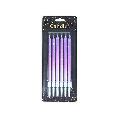 Purple Pencil Candles With White Splash