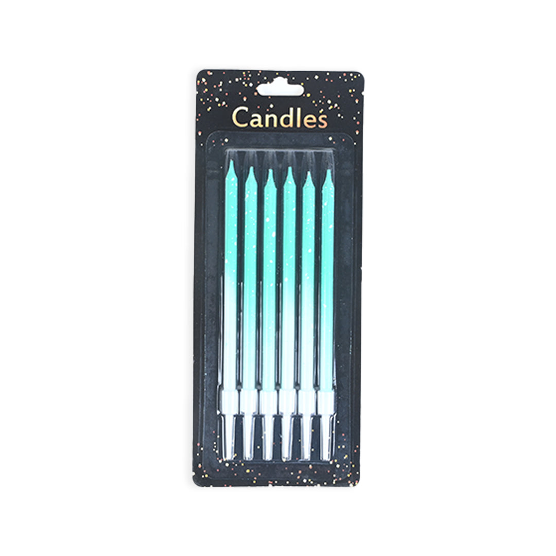 Aqua Green Pencil Candles With White Splash